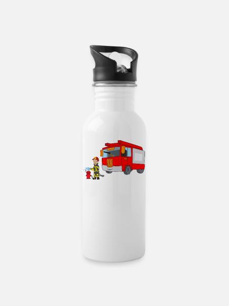 Pompier Département Camion de pompiers tison Supprimer - Gourde avec paille intégrée - blanc