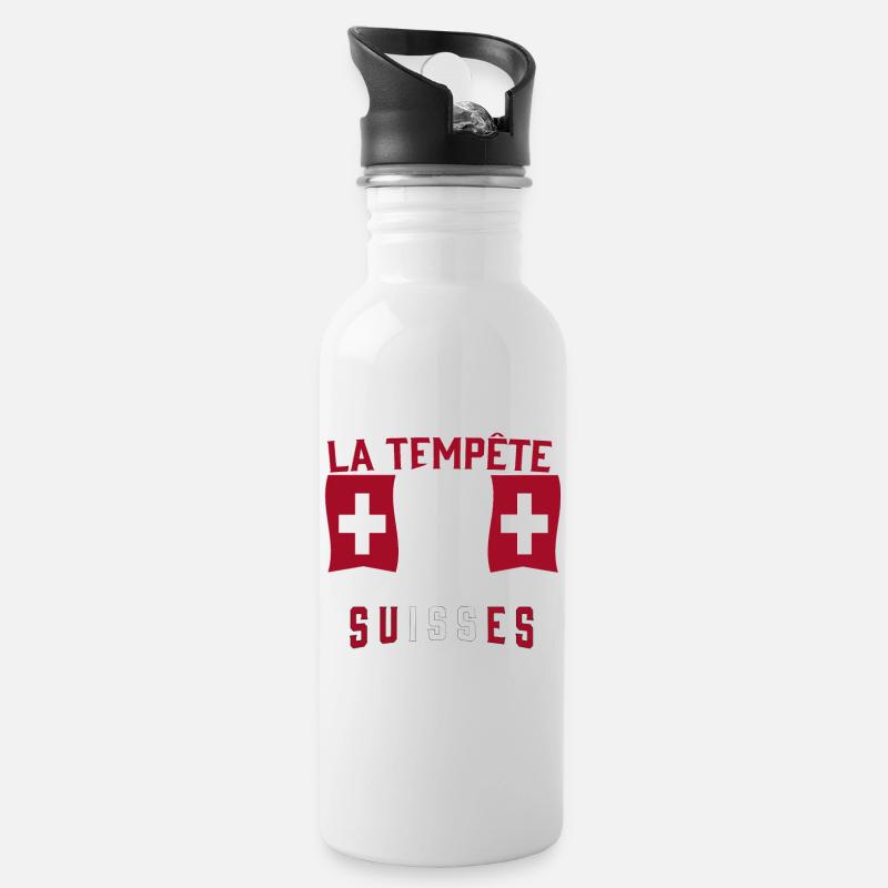 Tempête Suisses - Gourde avec paille intégrée - blanc