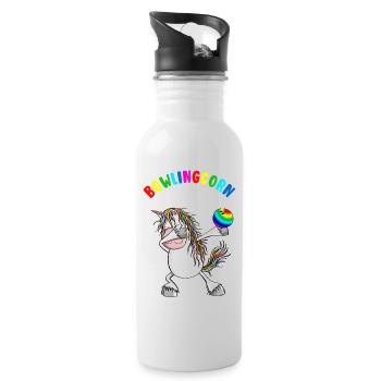 Bowlingcorn - Dabbing Unicorn Bowling - Dab - Water bottle with straw - white - Right