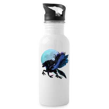 Black Pegasus - Trinkflasche mit integriertem Trinkhalm - Weiß - Rechts