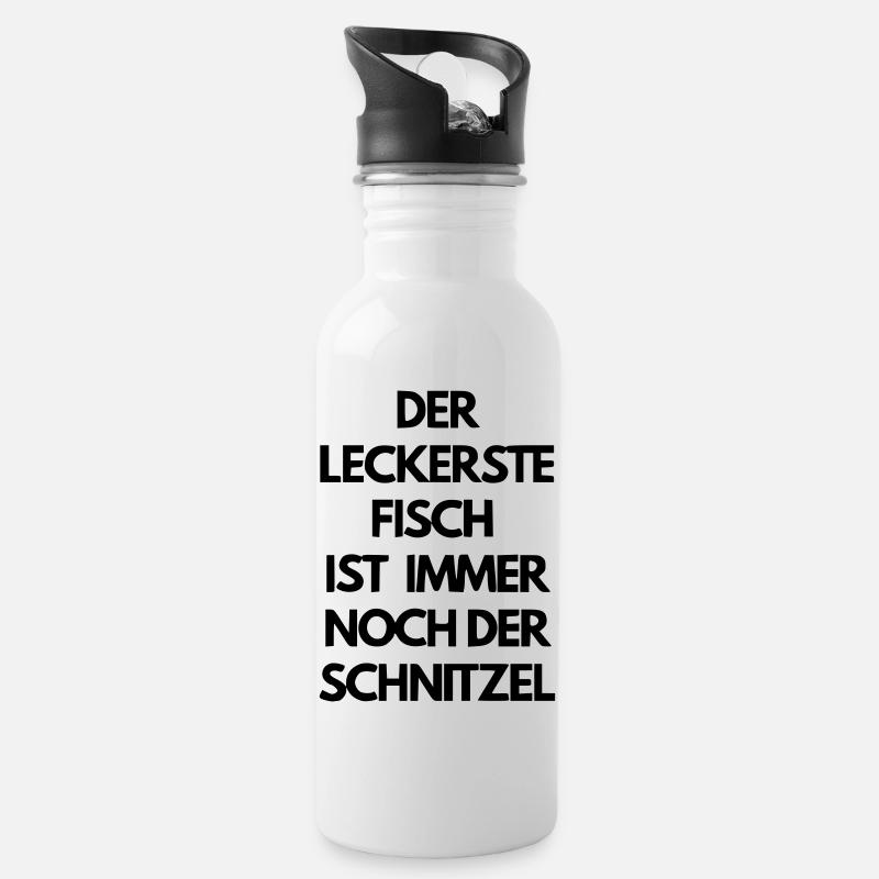 Schnitzel - Trinkflasche mit integriertem Trinkhalm - Weiß