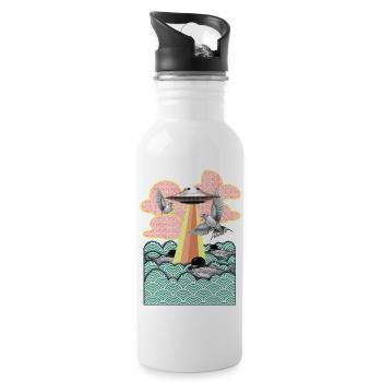 Flamingo - Gourde avec paille intégrée - blanc - Droite