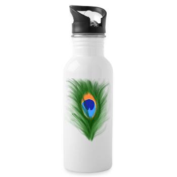 Pfauenauge - Trinkflasche mit integriertem Trinkhalm - Weiß - Rechts