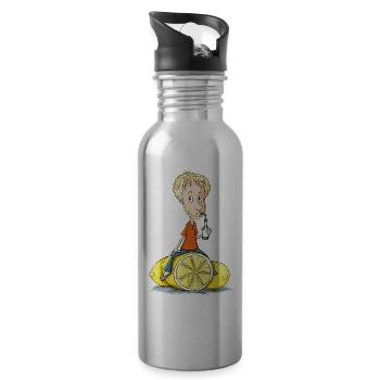 Gibt Dir das Leben Zitronen... - Trinkflasche mit integriertem Trinkhalm - Lightsilver - Rechts