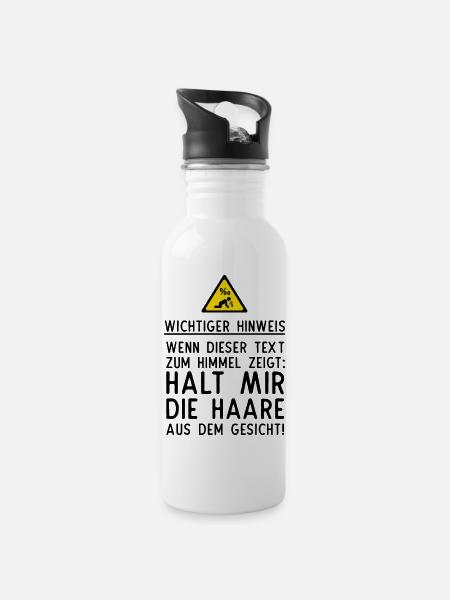 Wichtiger Hinweis - Trinkflasche mit integriertem Trinkhalm - Weiß