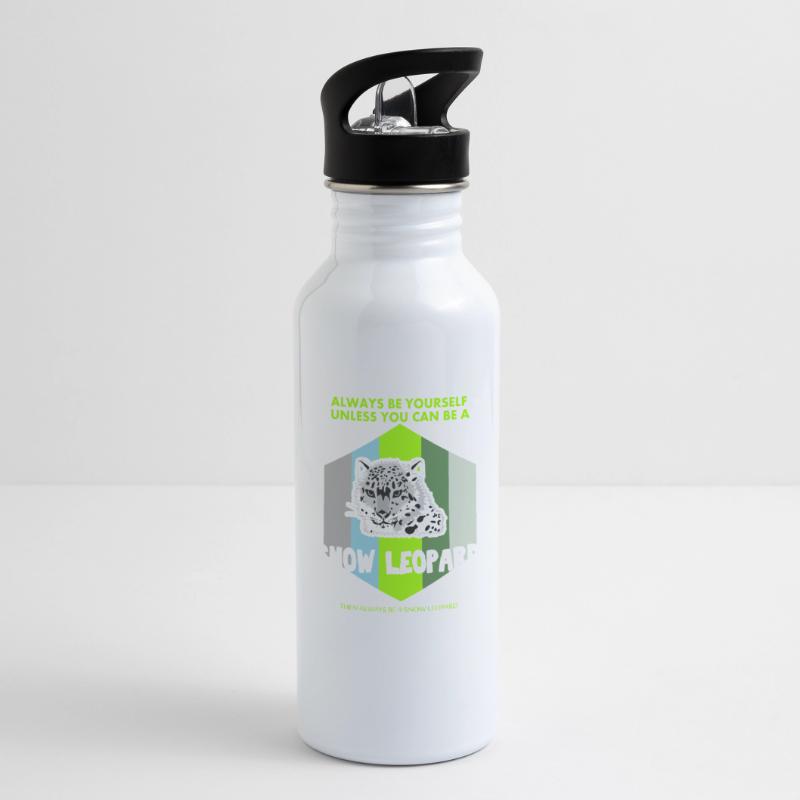 Sei ein Schnee Leopard Geschenk Trinkflasche mit integriertem Trinkhalm