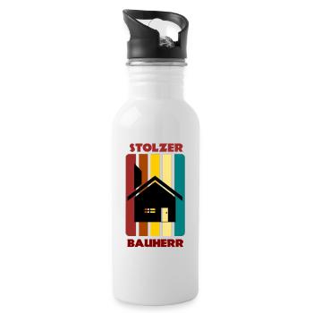 Constructeur fier / construction de maison / cadeau - Gourde avec paille intégrée - blanc - Droite