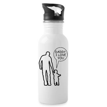 DADDY, i love you - Water bottle with straw - white - Right