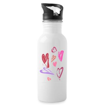 Abstract design Vielleicht tolle farbige Herzen - Trinkflasche mit integriertem Trinkhalm - Weiß - Rechts