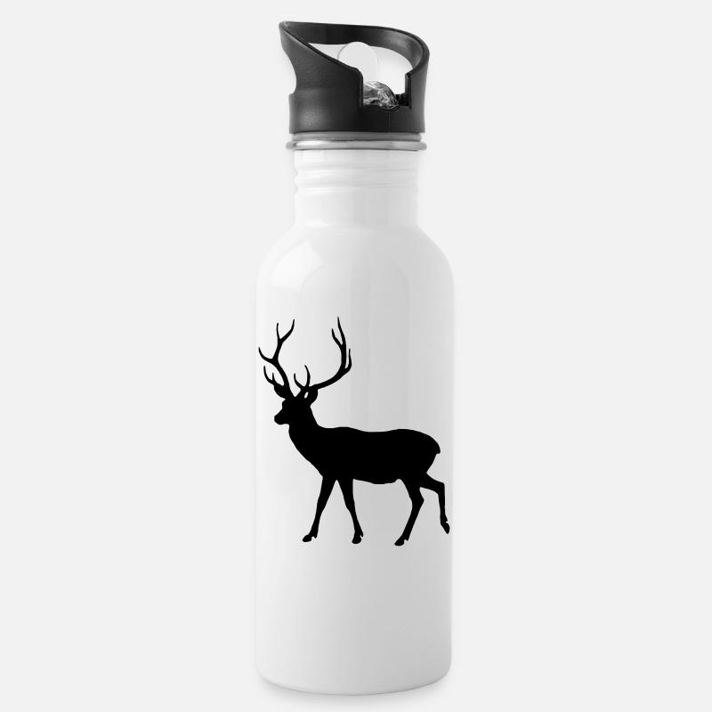 Cerf - Gourde avec paille intégrée - blanc