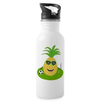 Soccer Pineapple - Water bottle with straw - white - Right