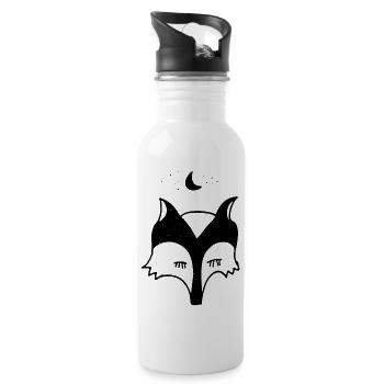 Fox night illustration - Water bottle with straw - white - Right