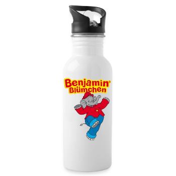 Benjamin Blümchen ist fröhlich - Trinkflasche mit integriertem Trinkhalm - Weiß - Rechts