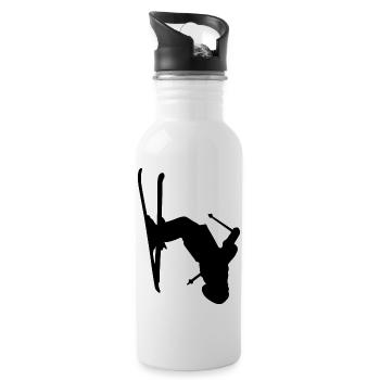 Skieur ski freestyle hiver sport neige - Gourde avec paille intégrée - blanc - Droite
