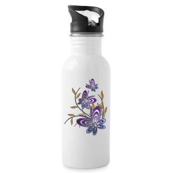 Butterflies2012 - Water bottle with straw - white - Right