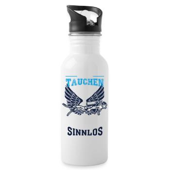 Tauchen Leben sinnlos - Geschenk - Trinkflasche mit integriertem Trinkhalm - Weiß - Rechts