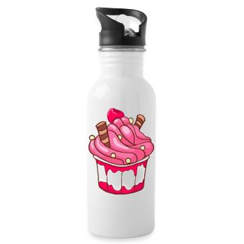 Crème glacée, crème glacée, crème glacée, crème glacée, boule, crème glacée, sundae - Gourde avec paille intégrée - blanc - Droite