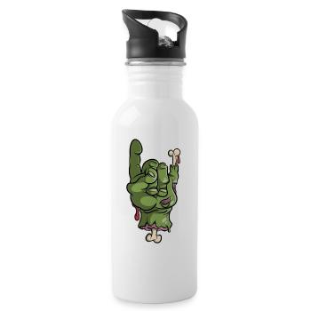 Heavy Metal Zombie Pommesgabel :) - Trinkflasche mit integriertem Trinkhalm - Weiß - Rechts