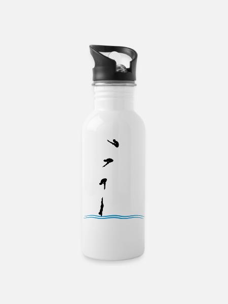 High diving - Water bottle with straw - white