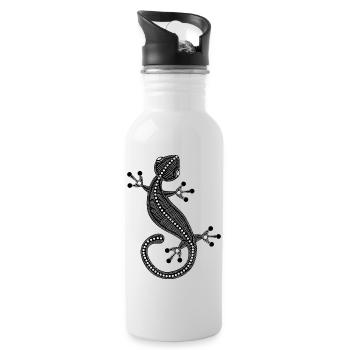 Echse - Inspiration von Aborigines - Trinkflasche mit integriertem Trinkhalm - Weiß - Rechts