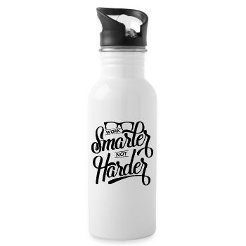 Work smart - Trinkflasche mit integriertem Trinkhalm - Weiß - Rechts