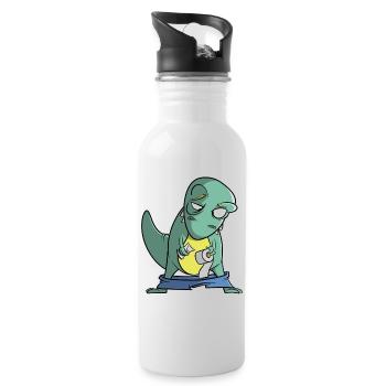 T-Rex mit Toilettenpapier - Problem - Trinkflasche mit integriertem Trinkhalm - Weiß - Rechts