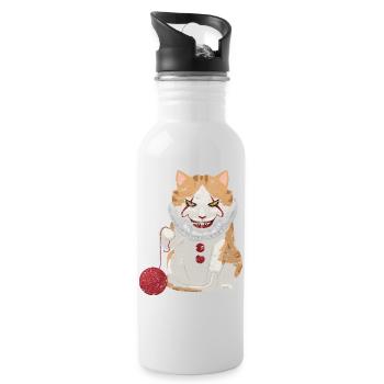 Halloween Horror Katze - Trinkflasche mit integriertem Trinkhalm - Weiß - Rechts