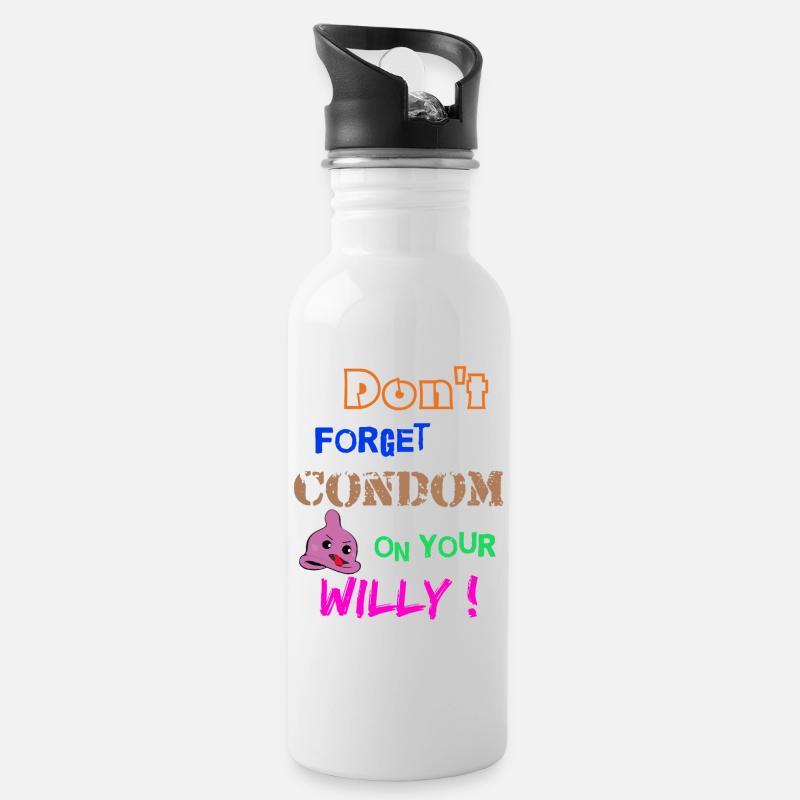 Condom - Water bottle with straw - white