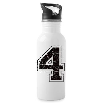 4 four vier black schwarz (de) - Trinkflasche mit integriertem Trinkhalm - Weiß - Rechts