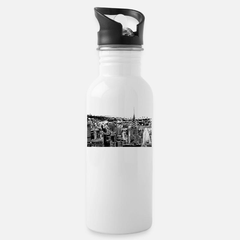 NYC skyline - Water bottle with straw - white