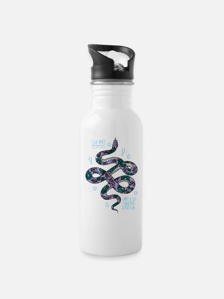 Snake - Water bottle with straw - white