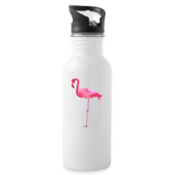 Pink Flamingo - Water bottle with straw - white - Right