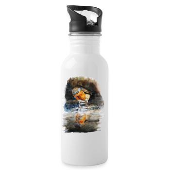 Rotkehlchen - Trinkflasche mit integriertem Trinkhalm - Weiß - Rechts