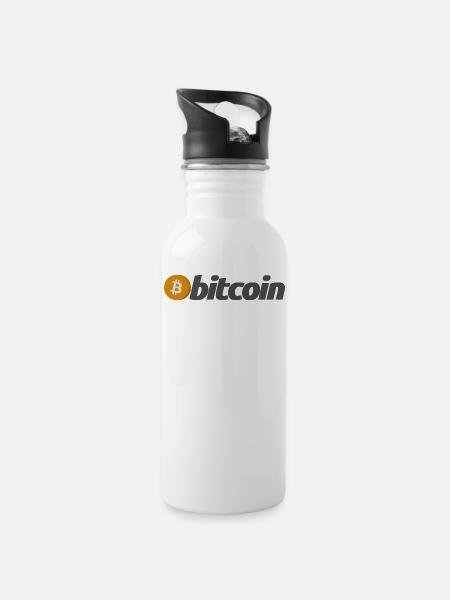 Bitcoin - Water bottle with straw - white