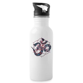 Spirituelles Om Zeichen Psychedelisches Muster - Trinkflasche mit integriertem Trinkhalm - Weiß - Rechts