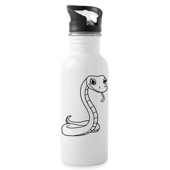 face snake head gecko lizard real reptile - Water bottle with straw - white - Right