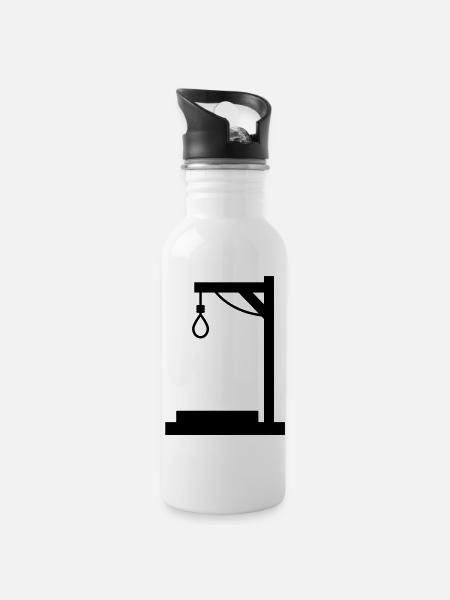 galgen___f1 - Trinkflasche mit integriertem Trinkhalm - Weiß