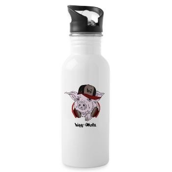 Piggy Smallz Notorious PIG Hip Hop Rap Schwein - Water bottle with straw - white - Right
