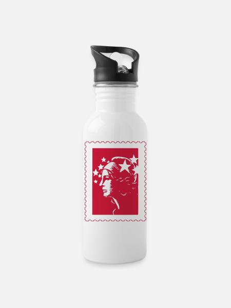 Already stamped (e) - Water bottle with straw - white