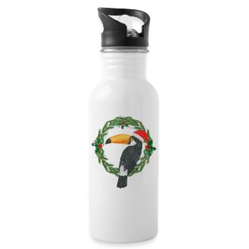 Cool funny merry Christmas Toucan bird present - Gourde avec paille intégrée - blanc - Droite
