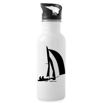 segelboot - Water bottle with straw - white - Right