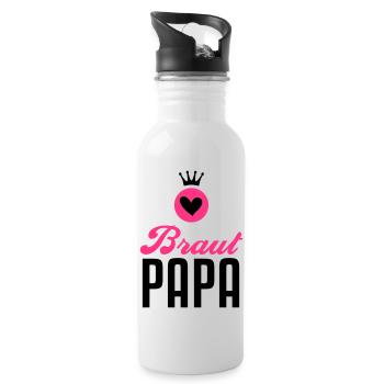 Braut Papa – Braut Vater – Hochzeit – 2C - Trinkflasche mit integriertem Trinkhalm - Weiß - Rechts
