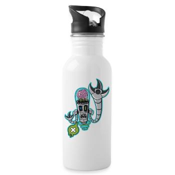 Gehirnmaschine - Trinkflasche mit integriertem Trinkhalm - Weiß - Rechts