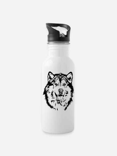 ALASKAN MALAMUTE Portrait Le cadeau des chiens de Wilsign - Gourde avec paille intégrée - blanc