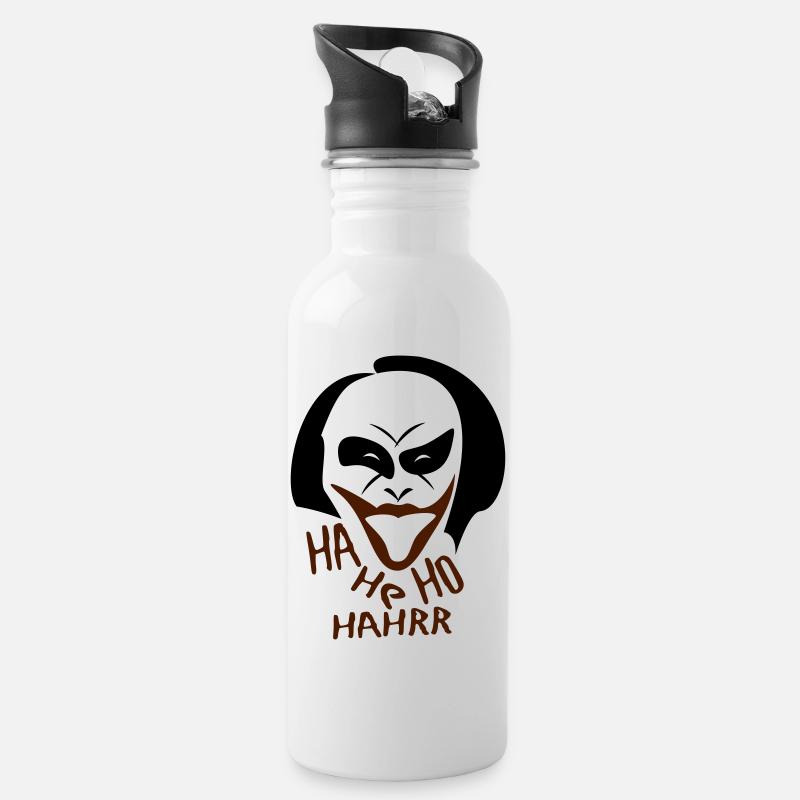 Joker - Lache - Trinkflasche mit integriertem Trinkhalm - Weiß