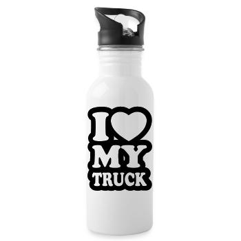 I love my truck - Water bottle with straw - white - Right