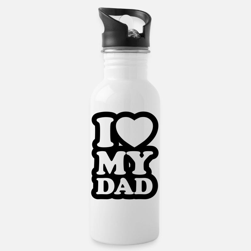 I love my dad - J'aime mon papa - Gourde avec paille intégrée - blanc