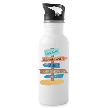 Urlaub - Trinkflasche mit integriertem Trinkhalm - Weiß - Rechts