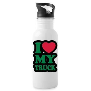 I love my truck - Water bottle with straw - white - Right