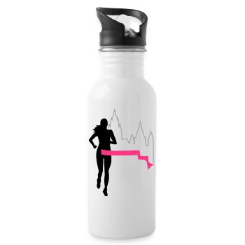 Marathon - Mainz - Läuferin - Run - Lauf - 3C - Trinkflasche mit integriertem Trinkhalm - Weiß - Rechts